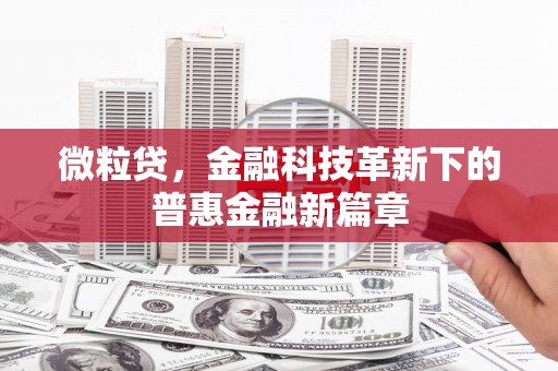 汉阳微粒贷，金融科技革新下的普惠金融新篇章