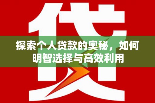石龙探索个人贷款的奥秘，如何明智选择与高效利用